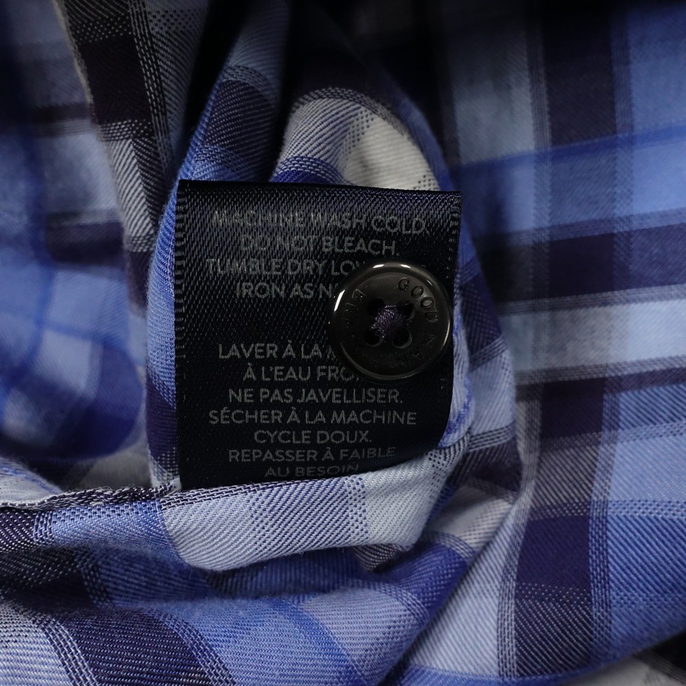 Good Man Brand Button Down Shirt Men's Large Plaid Short Sleeve Blue - Picture 10 of 10